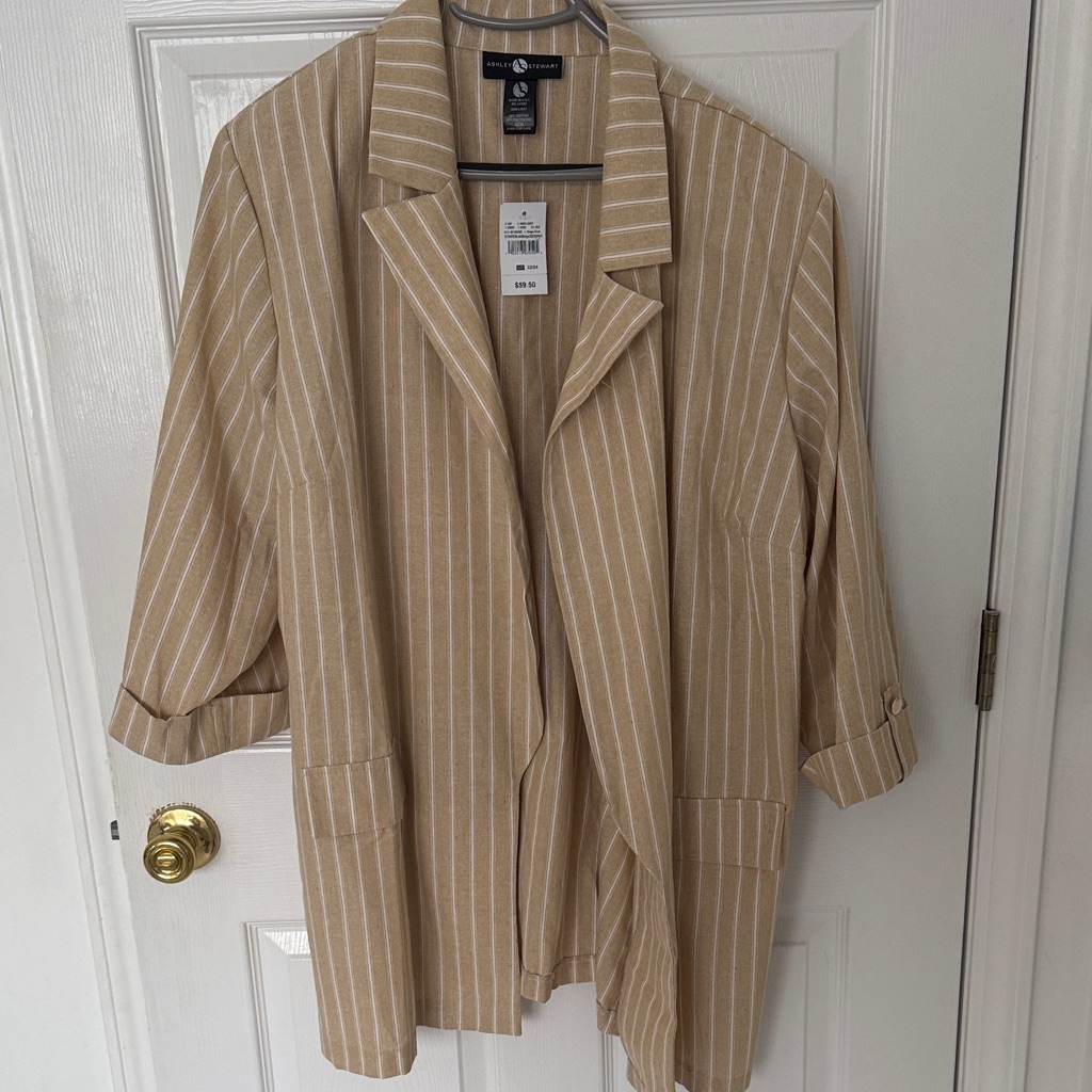 Ashley Steward Tan Striped Blazer Size 22/24